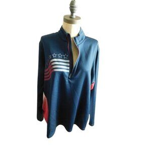 Antigua Size 3X Ladies Red White Blue Plus Size Golf  Activewear Pullover Top